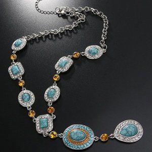 Cubic Zirconia & Simulated Turquoise Necklace